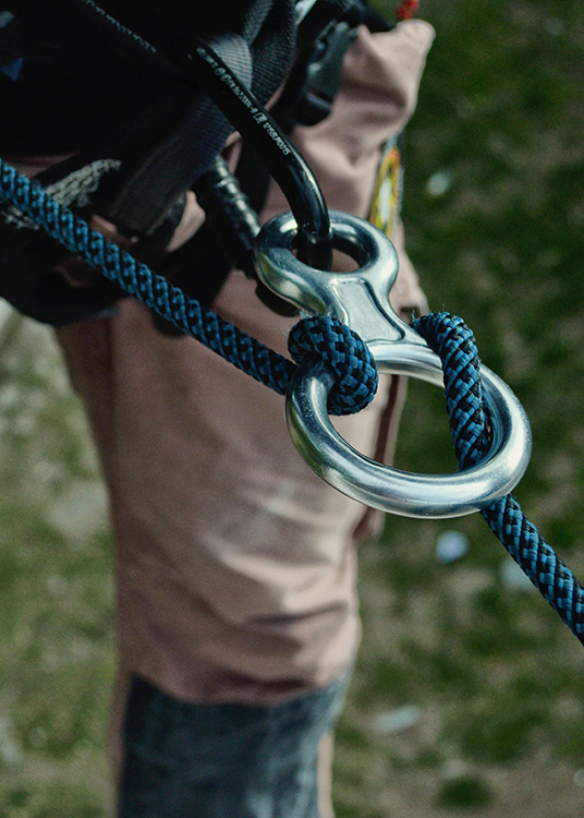 close up of rope in harness demonstrating LOLER rope testing services by The Roots